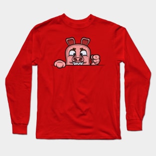 Pig Cartoon With Evil Face Expression Long Sleeve T-Shirt